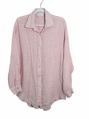 Beachwood Baby Pink Linen Button Up Shirt One Size Beach Summer Coverup Vacation